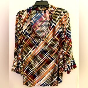 NY and Co bell sleeve plaid top. Excellent condition